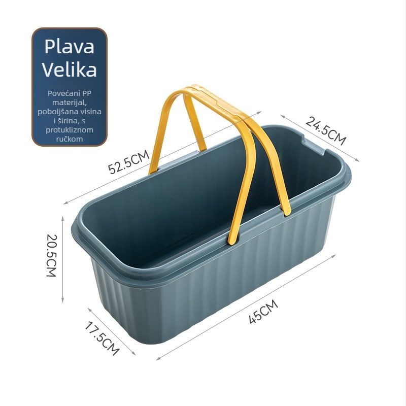 Hongqi kanta za mop s ljepilom od pamuka, sklopivi kanal za iscijeđivanje, pravokutna plastična kanta za mop, model 2023