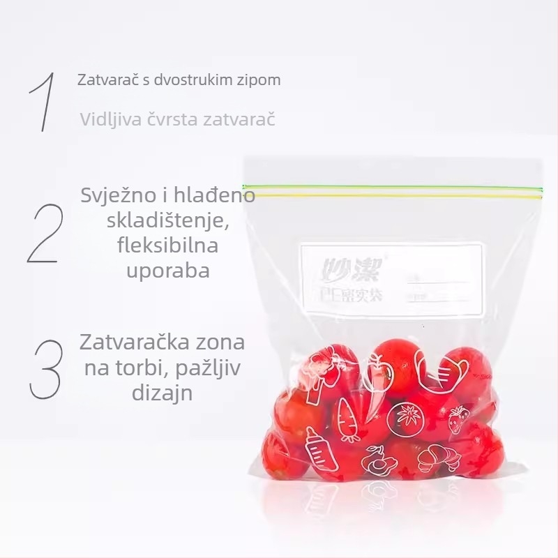 Miaojie PE samouzaviratne vrećice za hladnjak – za skladištenje mesa, voća i grickalica, sigurne u mikrovalnoj