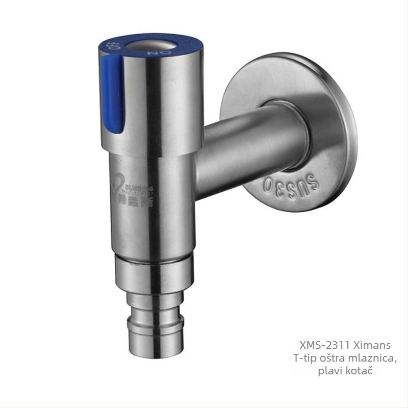 Ventil za perilicu rublja, 304 nehrđajući čelik, montaža u zid, T-tip, jednouključna ručica, model XMS-2301