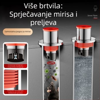 Zatvarač mirisa za odvodne cijevi, povlačna vrsta, model S-19, 304 inox + ABS + silikon, HEWE