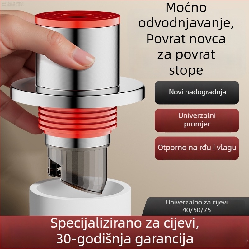 Zatvarač mirisa za odvodne cijevi, povlačna vrsta, model S-19, 304 inox + ABS + silikon, HEWE