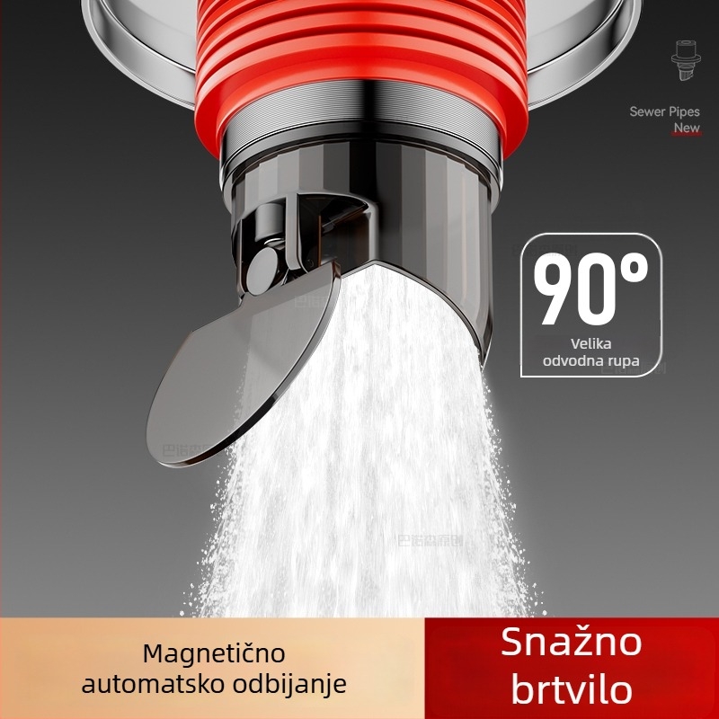 Zatvarač mirisa za odvodne cijevi, povlačna vrsta, model S-19, 304 inox + ABS + silikon, HEWE