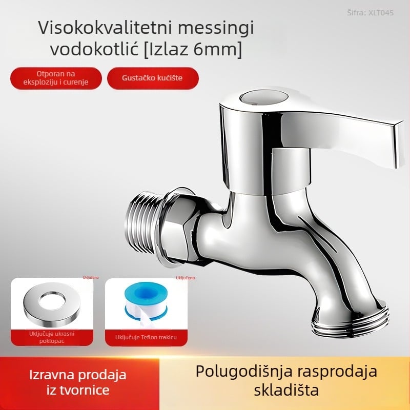 Crni ventil za perilicu rublja, 4-punktno povezivanje, 304 nehrđajući čelik, zidna ugradnja, samo hladna voda, brzo otvaranje, keramički disk ventil