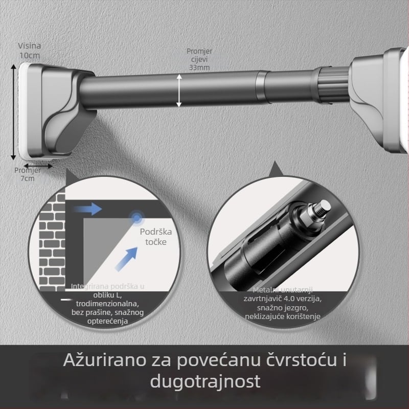 Teleskopska šipka za sušenje odjeće – bez bušenja, nehrđajući čelik, podrška za garderobu i zavjese, moderan minimalistički stil, Yijiale