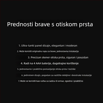 Brava s otiskom prsta za ormariće i ladice — 100000 otključavanja, skeniranje <3 s, lažno prepoznavanje <0,01%, napajanje DC, radna temperatura 30°C