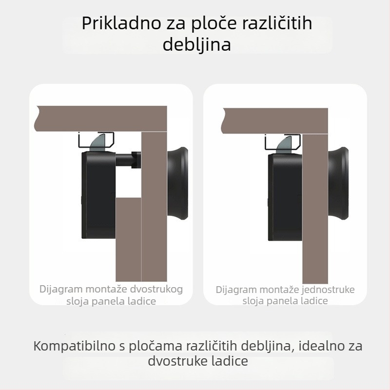 Brava s otiskom prsta za ormariće i ladice — 100000 otključavanja, skeniranje <3 s, lažno prepoznavanje <0,01%, napajanje DC, radna temperatura 30°C