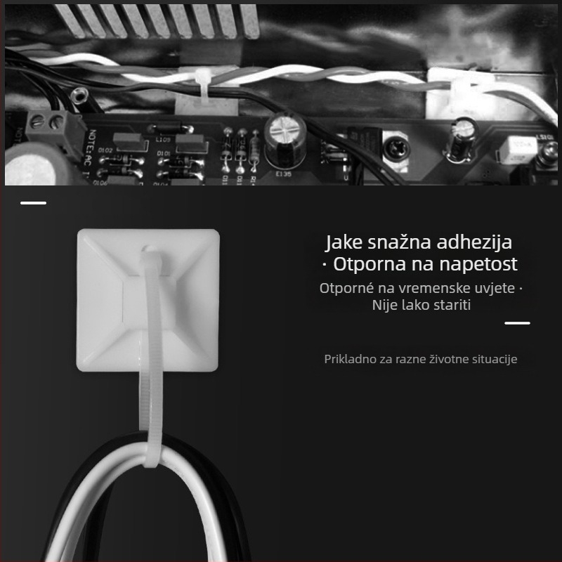 Changhong TM Sami-ljepljiva pozicionirajuća pločica za držač kabelskih vezica, bez bušenja, raspon 18-40