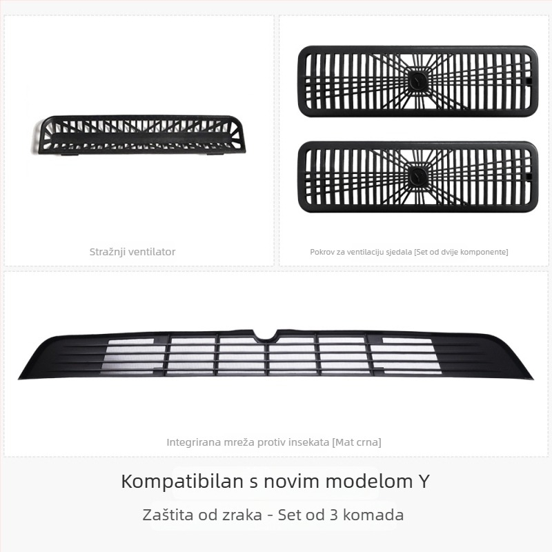 Stražnji poklopac za ventilaciju klima-uređaja za šestero Tesla Model Y/Model 3/YL – TPE, mogućnost tiskanja logotipa