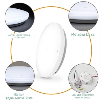 Stropna svjetiljka, okrugla LED rasvjeta za hodnike i kupaonice, moderni minimalistički dizajn, 220V, domet 5–10 m²