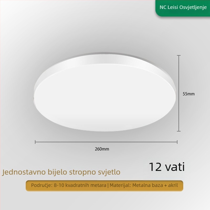 Stropna svjetiljka, okrugla LED rasvjeta za hodnike i kupaonice, moderni minimalistički dizajn, 220V, domet 5–10 m²