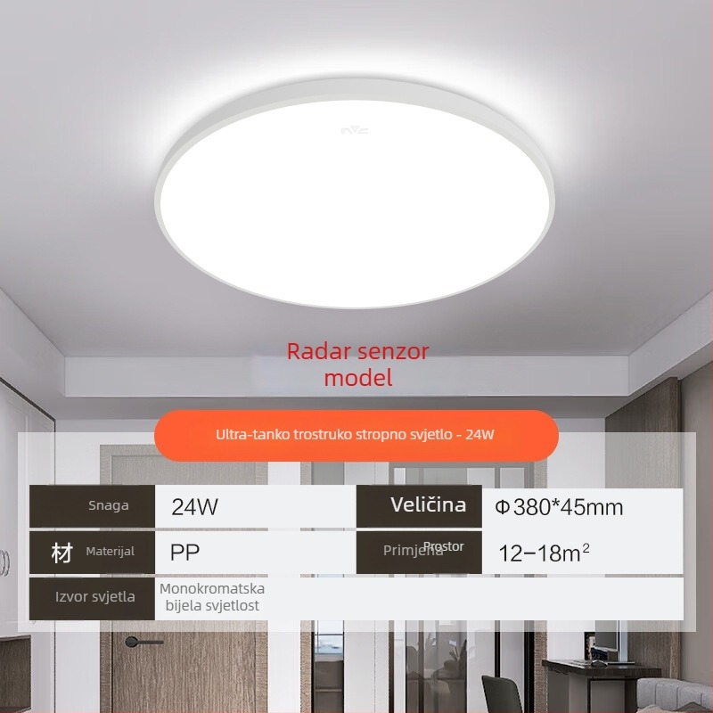 Stropna svjetiljka, okrugla LED rasvjeta za hodnike i kupaonice, moderni minimalistički dizajn, 220V, domet 5–10 m²