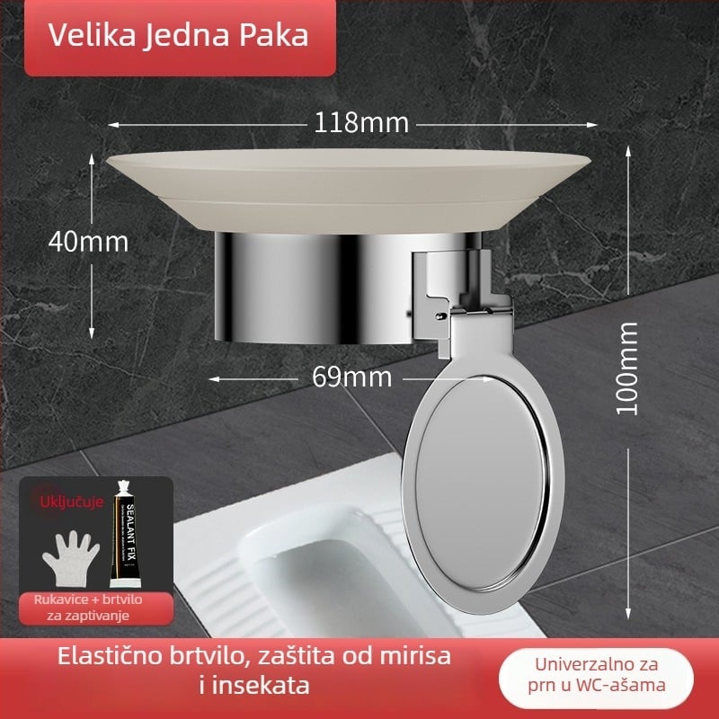 Blokator mirisa za WC — plast, marka Friendly; bez spremnika vode; standardni promjer kanalizacijske cijevi; bez sifona