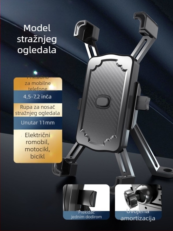 Držač za mobitel za motocikl i bicikl, vodootporan i otporan na udarce, snap-on pričvršćivanje, model YC17, kompatibilan s retrovizorom