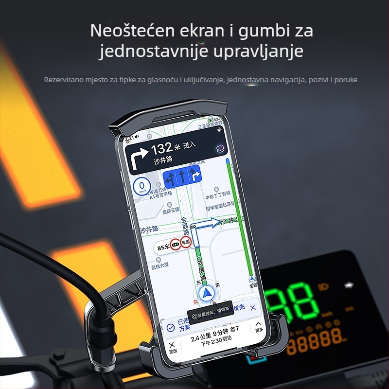 Držač za mobitel za motocikl i bicikl, vodootporan i otporan na udarce, snap-on pričvršćivanje, model YC17, kompatibilan s retrovizorom
