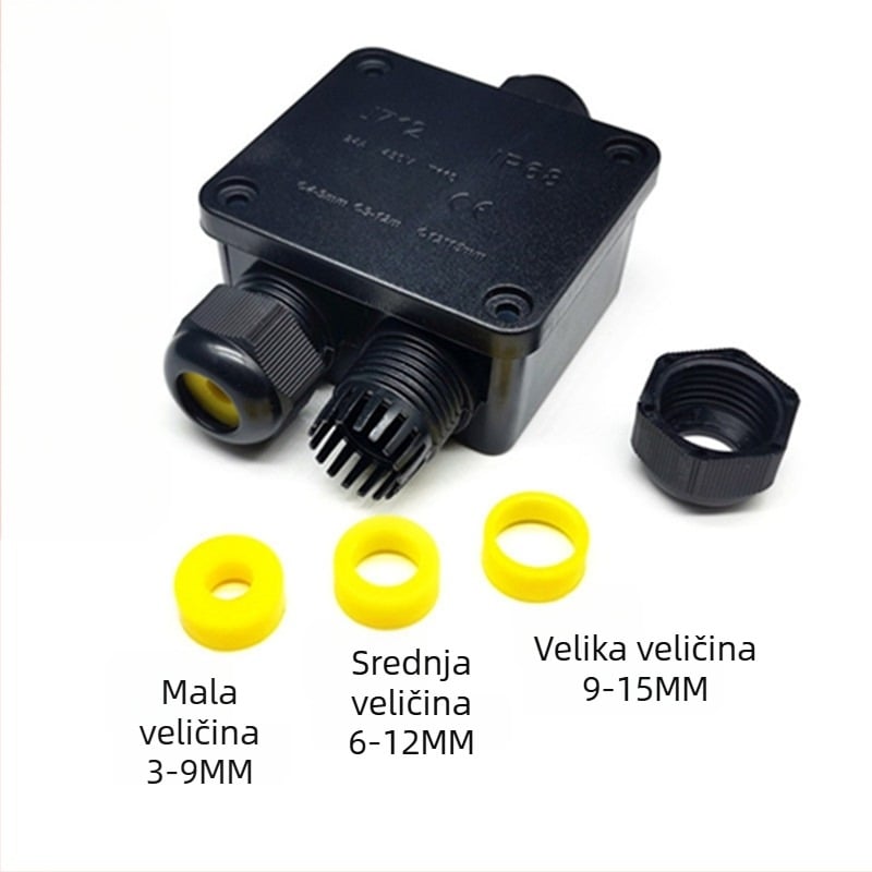 IP68 vodootporna kutija za spojnice za vanjsko ulično osvjetljenje, model J712, tri ulaza, dva izlaza