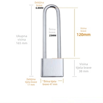 Katanac tipa G s dugim čepom, vodootporan, tijelo od željeza, kućni katanc za vrata i skladišta