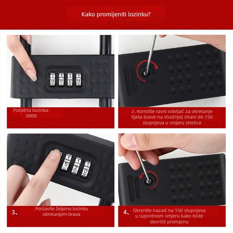 U-oblik brava za staklena vrata, brava za vitrinske i klizne dvostruke vrata, protiv krađe s dvostrukim otvaranjem (Model: Type C; Materijal: ABS kućište; Marca: Zhiwei; Opseg primjene: staklena vrata, trgovinska vrata, klizna vrata)