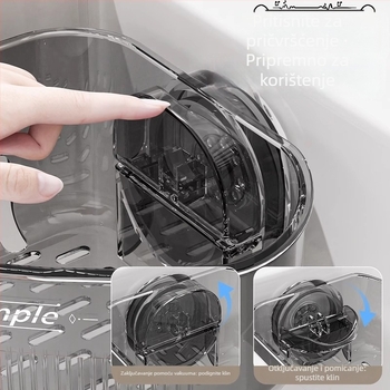 Kutni stalak za sudoper s usisnom čašicom, kuhinja, zidni, višestruka funkcija, velika kapaciteta, odvodna košarica