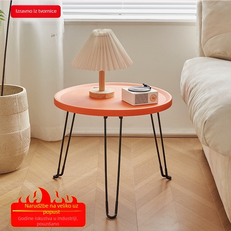 Sklopivi okrugli plastični bočni stol s metalnim okvirom za dnevnu sobu i spavaću sobu