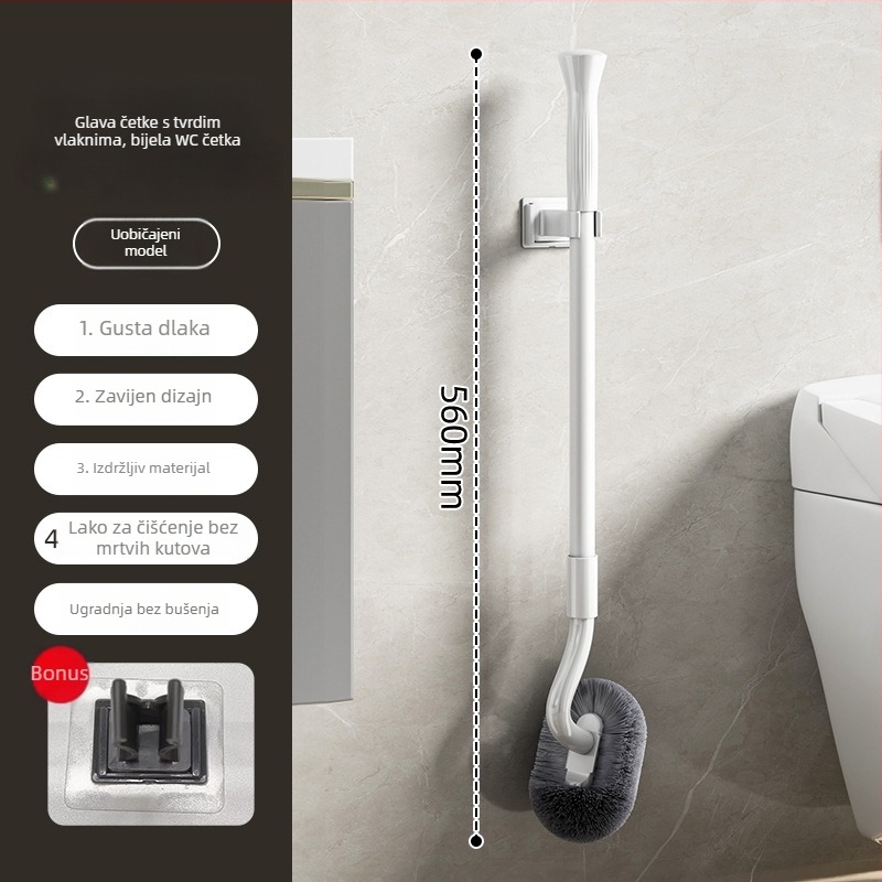 WC četka s S-oblikom, teleskopska, zidna, za squat WC, od nehrđajućeg čelika, bez mrtvih kutova