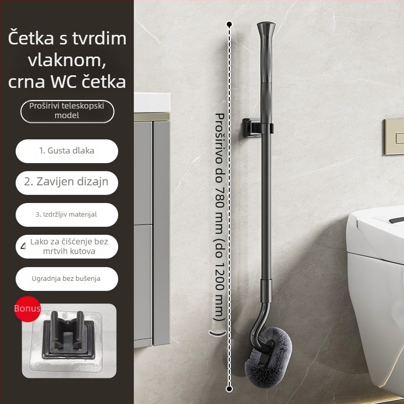 WC četka s S-oblikom, teleskopska, zidna, za squat WC, od nehrđajućeg čelika, bez mrtvih kutova