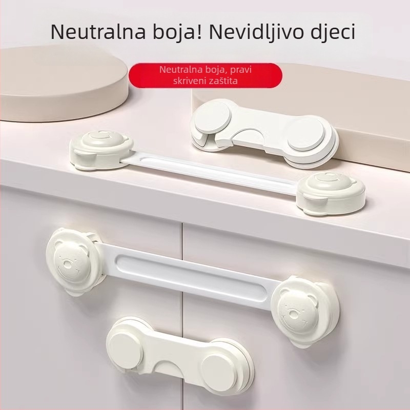 Dječja sigurnosna brava za ladice i ormariće – protiv zaglavljivanja, protiv otvaranja, klizna brava
