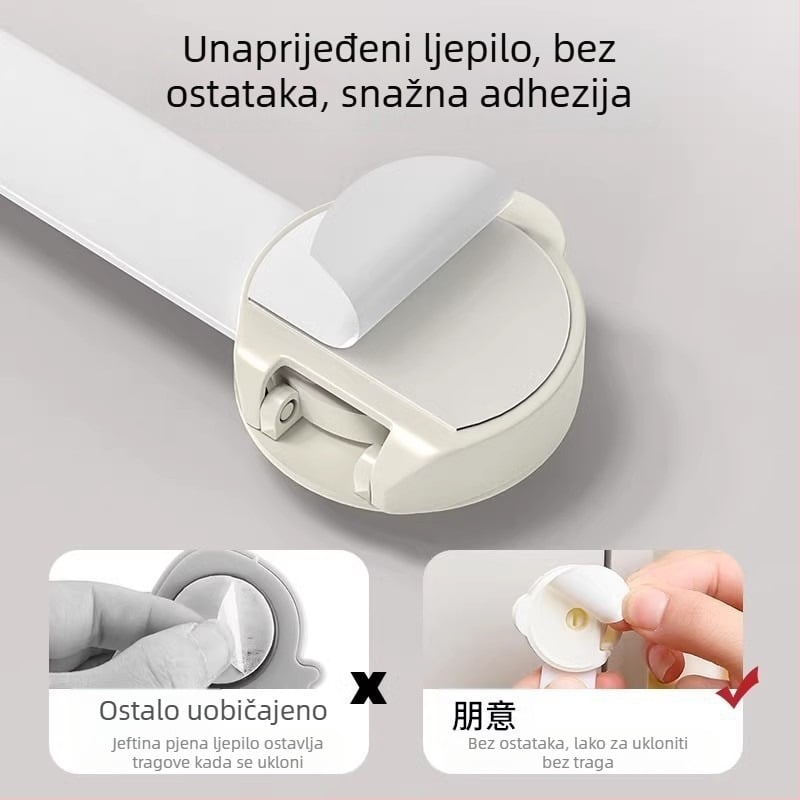 Dječja sigurnosna brava za ladice i ormariće – protiv zaglavljivanja, protiv otvaranja, klizna brava