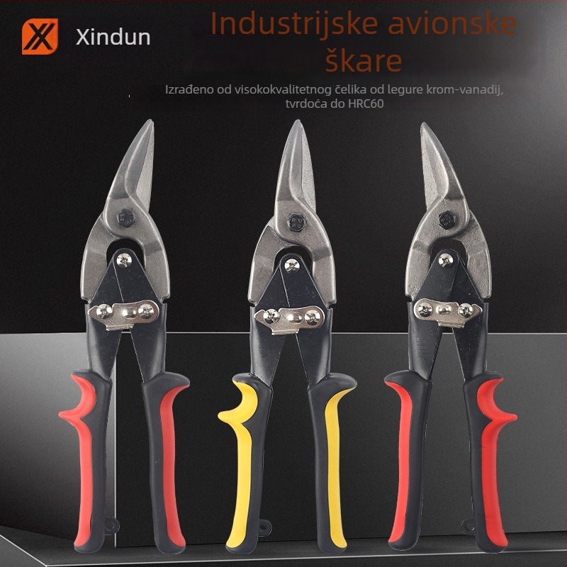 Xinton Industrijske Višenamjerne Škare Za Metal – Teške avijacijske škare s nehrđajućim čelikom, za aluminijske ploče i lagane čelične konstrukcije