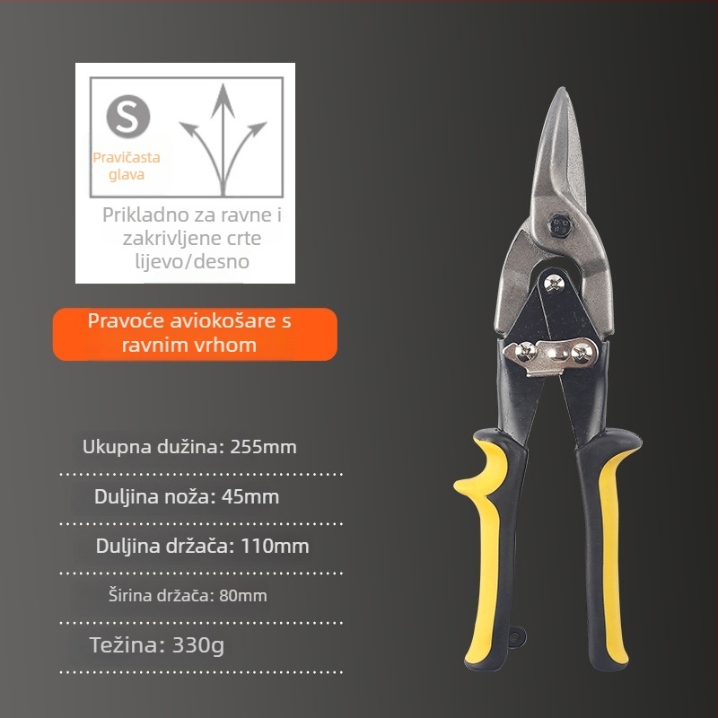 Xinton Industrijske Višenamjerne Škare Za Metal – Teške avijacijske škare s nehrđajućim čelikom, za aluminijske ploče i lagane čelične konstrukcije