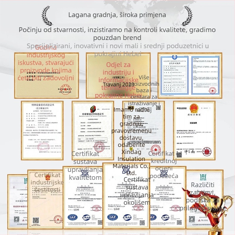 Poliuretanski izolirani čelični cijevni sustav, prefabriciran za izravno kopanje, s čeličnim jezgrom, toplinska vodljivost 0,033 W/mK, radni raspon -60 do 140 °C