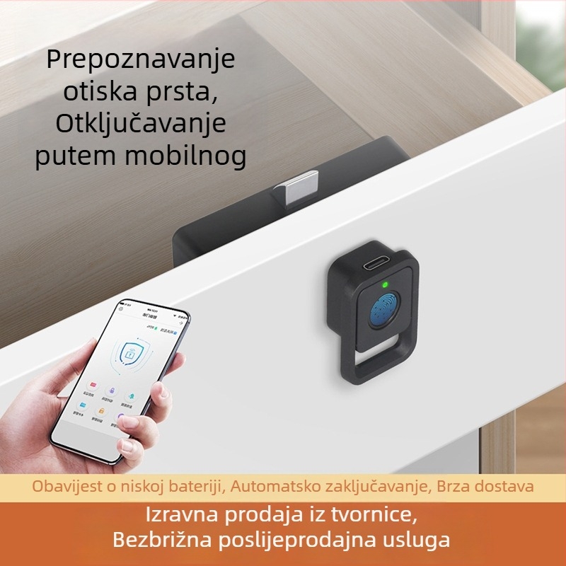 Pametno zaključavanje ladice s otiskom prsta za ormariće – bez bušenja, zaključavanje lozinkom, moderan i jednostavan WT legura 2022-07