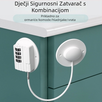 Kombinacijska dječja sigurnosna brava za ormariće bez bušenja — za ormariće, ladice i hladnjak — ABS, model B601, branda NBYT, moderan jednostavan stil