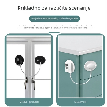 Kombinacijska dječja sigurnosna brava za ormariće bez bušenja — za ormariće, ladice i hladnjak — ABS, model B601, branda NBYT, moderan jednostavan stil