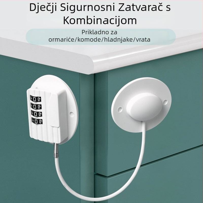 Kombinacijska dječja sigurnosna brava za ormariće bez bušenja — za ormariće, ladice i hladnjak — ABS, model B601, branda NBYT, moderan jednostavan stil