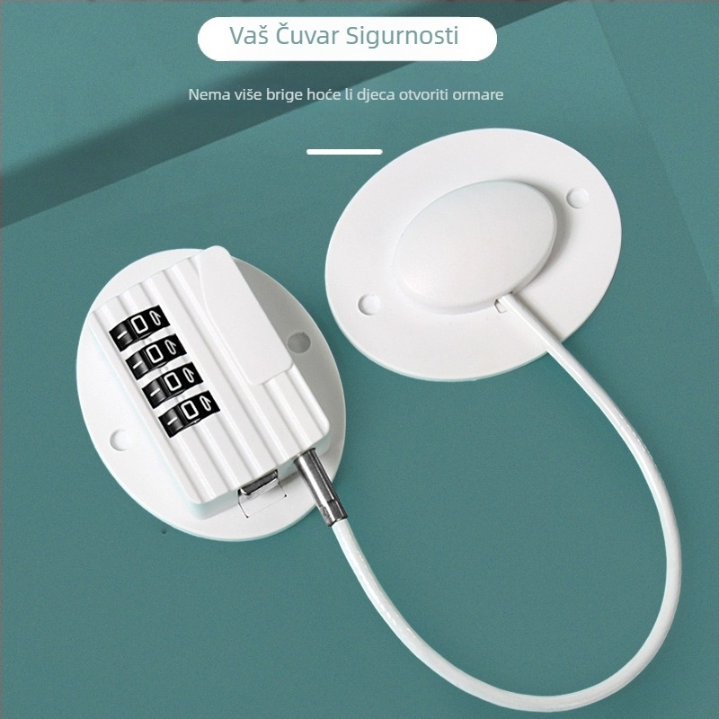 Kombinacijska dječja sigurnosna brava za ormariće bez bušenja — za ormariće, ladice i hladnjak — ABS, model B601, branda NBYT, moderan jednostavan stil