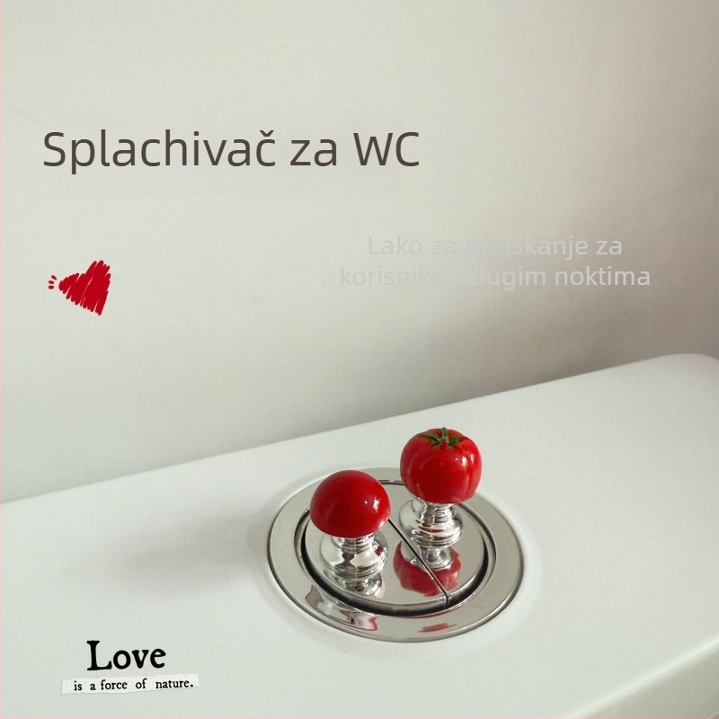 Toaletni gumb za ispiranje s dizajnom malog rajčica – podizivač poklopca, moderan minimalistički stil (Materijal: Drugo; Marka: Friendly; Način upotrebe: Pritisnite)