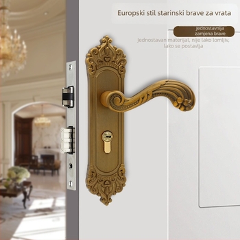 Europski stil kvaka za unutarnje drvene vrata, aluminijsko kućište, mehaničko zaključavanje, razmak rupa 165 mm, model 23-03