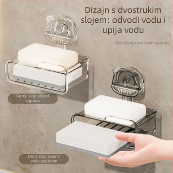 Zidni sapunik s usisnim čašicama, bez bušenja, dvodjelni set, od plastike, CE certifikat, jednostavan i moderan stil