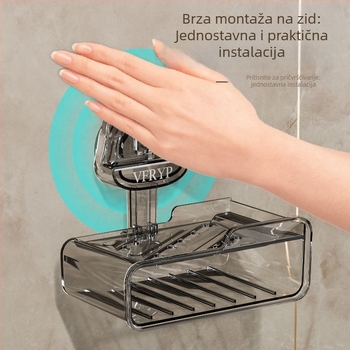 Zidni sapunik s usisnim čašicama, bez bušenja, dvodjelni set, od plastike, CE certifikat, jednostavan i moderan stil