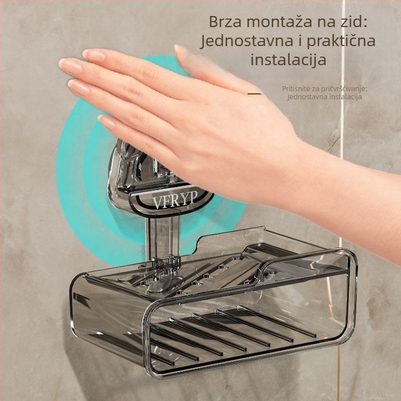 Zidni sapunik s usisnim čašicama, bez bušenja, dvodjelni set, od plastike, CE certifikat, jednostavan i moderan stil