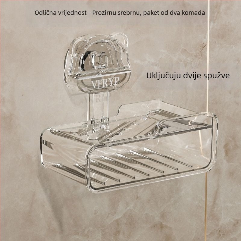 Zidni sapunik s usisnim čašicama, bez bušenja, dvodjelni set, od plastike, CE certifikat, jednostavan i moderan stil