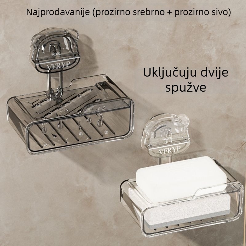 Zidni sapunik s usisnim čašicama, bez bušenja, dvodjelni set, od plastike, CE certifikat, jednostavan i moderan stil