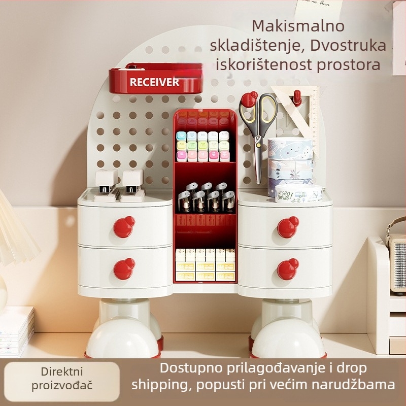 Desktop kutija za pohranu s pregradama, PP plast, 18 L kapaciteta, višenamjenska polica za dnevni boravak, studij i spavaću sobu