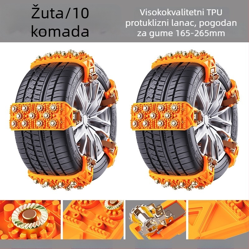Xueshunda protuklizne lančane za gume vozila, universalne snježne lančice, model Xsd-atn-11 steel bowl, materijal guma, pogodno za sedan, terenac, kombi, MPV, pickup