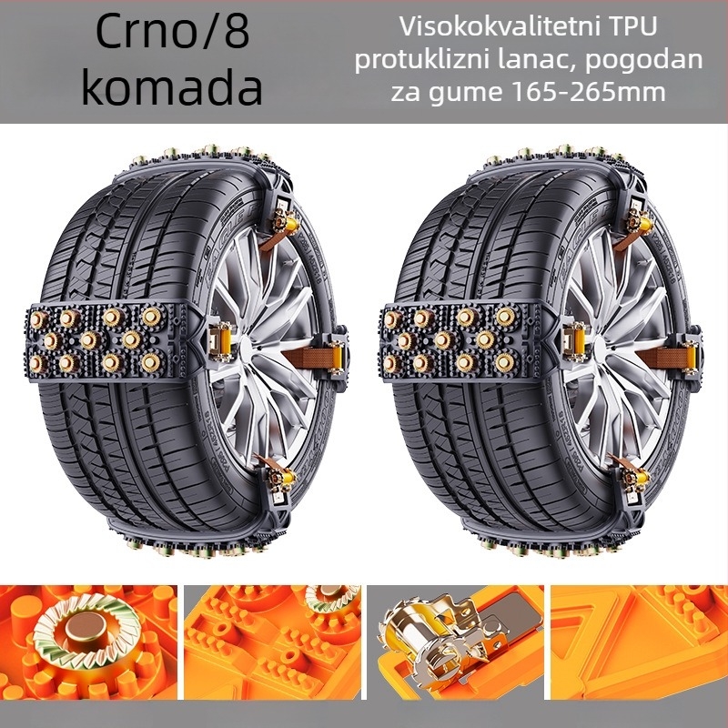 Xueshunda protuklizne lančane za gume vozila, universalne snježne lančice, model Xsd-atn-11 steel bowl, materijal guma, pogodno za sedan, terenac, kombi, MPV, pickup