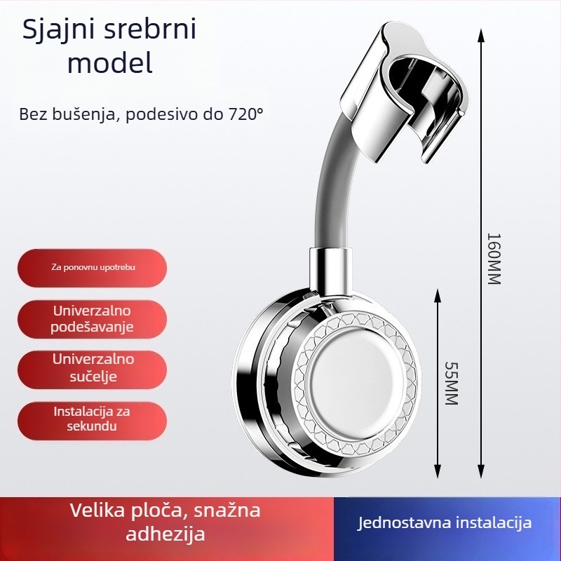 Držač za tuš s ljepilnim ugradnim sustavom, bez bušenja, nehrđajući čelik, novi kineski stil