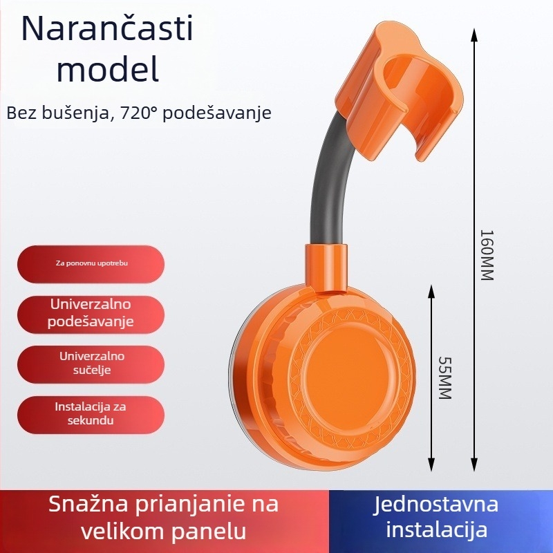 Držač za tuš s ljepilnim ugradnim sustavom, bez bušenja, nehrđajući čelik, novi kineski stil