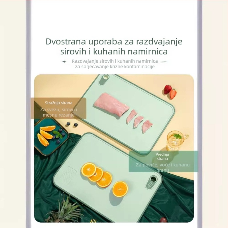 Double Gun daska za rezanje – dvostrana, od pšenične slame, za dječju hranu i sjeckanje voća