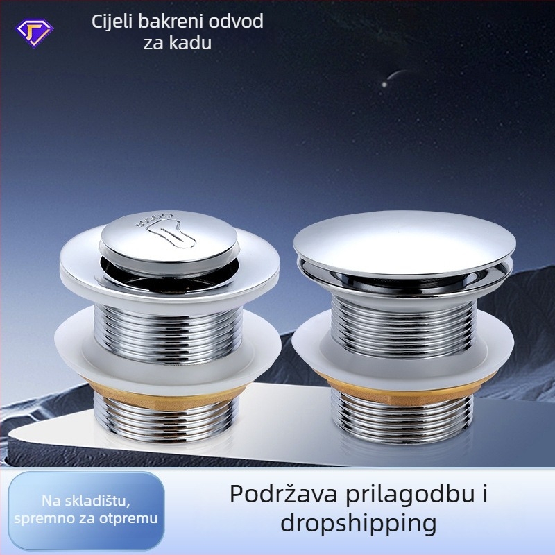 Mesingani odvod vode za kadu s pop-up mehanizmom (bounce tip), britski stil pokretanja, model: odvod vode za kadu, modernistički minimalistički dizajn