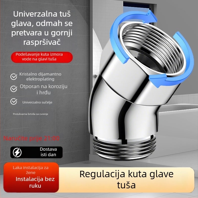 Regulator kuta tuša — 135° koljeno, 4-dijelni podesivi spoj, nehrđajući čelik, Boonen